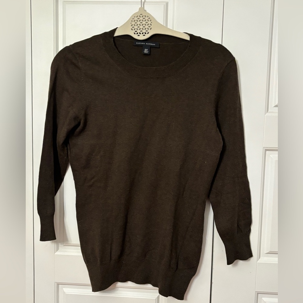 🤎 Banana Republic Lightweight Crewneck Sweater – Brown/Green – Size S/P